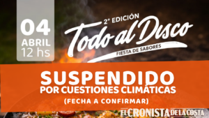 Cortaderas suspendió el evento “Todo al Disco” por las condiciones climáticas