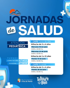 Villa de Merlo realizará jornadas gratuitas de atención pediátrica en distintos CAPS de la ciudad