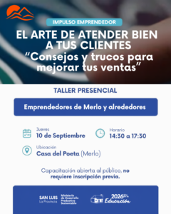 Capacitación para emprendedores en Villa de Merlo: “El arte de atender bien a tus clientes”